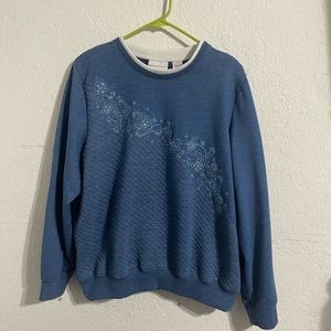 Alfred Dunner Womens Blue Pullover Sweater